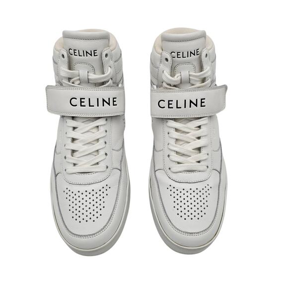 Celine High Top Sneakers Trainers CT-03 White Leather Shoes Size 39 US 9 - Picture 3 of 9